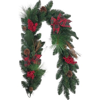 Hometown Holidays 38703 Garland, Twigs Berry Bows, 5 ft