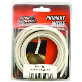 CCI 55671433 Primary Wire, 12 ga Wire, 60 VDC, Copper Conductor, White Sheath, 11 ft L