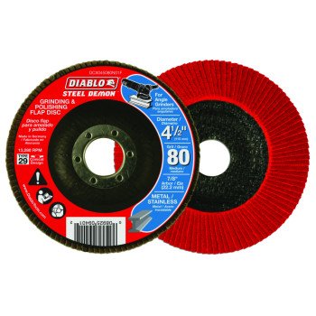 Diablo Steel Demon DCX045080N01F Flap Disc, 4-1/2 in Dia, 7/8 in Arbor, 80 Grit, Medium, Zirconium Oxide Abrasive