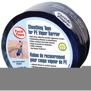 Cantech 219-08 Contractors Sheathing Tape, 55 m L, 60 mm W, Polypropylene Backing, Blue