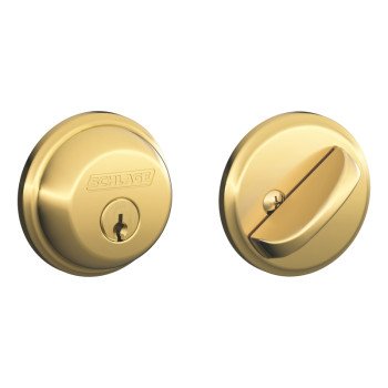 Schlage B60NV505KA4 Deadbolt, 1 Grade, SC1 Key, Metal, Bright Brass, 2-3/8, 2-3/4 in Backset, C Keyway