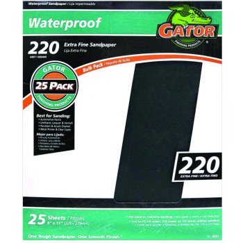 Gator 3283 Sanding Sheet, 11 in L, 9 in W, 220 Grit, Silicone Carbide Abrasive