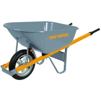 True Temper R6STSP25 Wheelbarrow, 6 cu-ft Volume, Steel, 1-Wheel, Comfort-Grip Handle