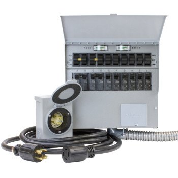 Reliance Controls 310CRK Transfer Switch Kit, 1-Phase, 30 A, 120/240 V, 10-Circuit, Surface