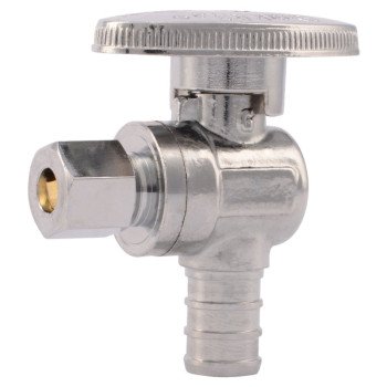 SharkBite COLORmaxx Series 23056LF Stop Angle, 1/2 x 1/4 in Connection, Barb, 80 psi Pressure, Quarter-Turn Actuator