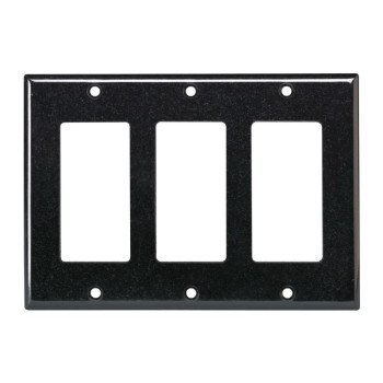 Leviton 80411-E Wallplate, 4-1/2 in L, 6-3/8 in W, 3-Gang, Plastic, Black