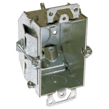 Raco GBV-OW Gangable Switch Box, 1-Gang, 1-Outlet, 1-Knockout, 1/2 in Knockout, Steel, Gray, Galvanized, Screw