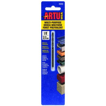 ARTU 01010 Jobber Drill Bit, 1/8 in Dia, 2-5/8 in OAL, Parabolic Flute, 1/8 in Dia Shank, Straight Shank