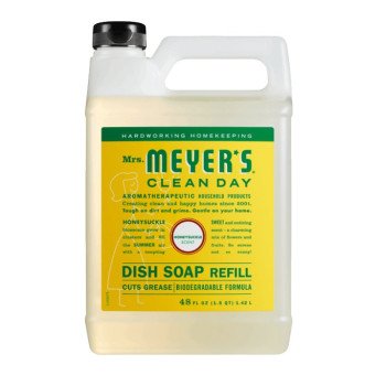 Mrs. Meyer's Clean Day 11183 Dish Soap Refill, 48 fl-oz Bottle, Liquid, Honeysuckle, Colorless