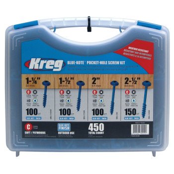 Kreg Blue-Kote SK03B Pocket-Hole Screw Kit, Zinc, 450-Piece