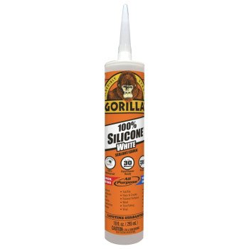 Gorilla 8060002 Silicone Sealant, White, 1 days Curing, -40 to 350 deg F, 10 oz Cartridge