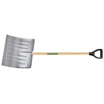 UnionTools 1640400 Snow Shovel, 18 in W Blade, 14-1/2 in L Blade, Aluminum Blade, Wood Handle, 51 in OAL