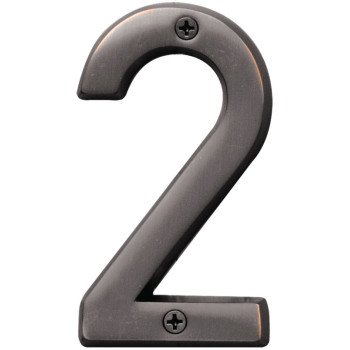 Hy-Ko Prestige Series BR-42OWB/2 House Number, Character: 2, 4 in H Character, Bronze Character, Solid Brass