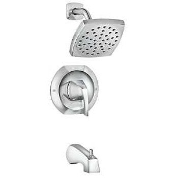 Moen Lindor Posi-Temp 82504 Tub and Shower Faucet, Single Function Showerhead, 1.75 gpm Showerhead, 1 Spray Settings