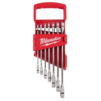 Milwaukee 48-22-9406 Wrench Set, 7-Piece, Alloy Steel, Chrome, Specifications: SAE Measurement System, I-Beam Handle