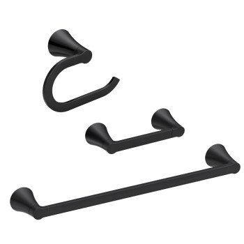 Moen Mikah Series Y0733BL Bathroom Hardware Set, Zinc, Matte Black, 3-Piece