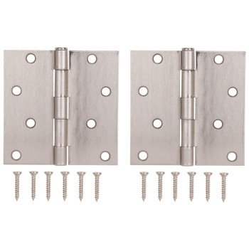 ProSource BH-502SN-PS Square Corner Door Hinge, Steel, Satin Nickel, Loose Pin, 180 deg Range of Motion