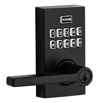 Weiser SmartCode 10 Residential Lever Series 9GED27000-002 Electronic Deadbolt, Contemporary Design, Matte Black