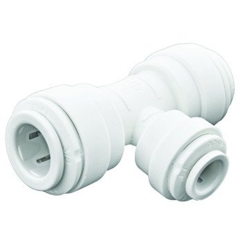 John Guest PP30121208W Reducing Pipe Tee, 3/8 x 1/4 in, Push-Fit, Polyethylene, White