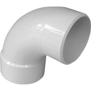 IPEX 414173BC Sewer Long Turn Sweep Pipe Elbow, 3 in, Spigot x Hub, 90 deg Angle, PVC, White