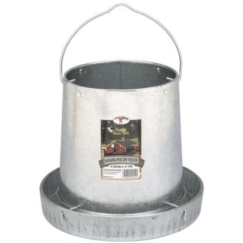 Little Giant 9112 Poultry Feeder, 12 lb Capacity, Rolled Edge, Galvanized Steel