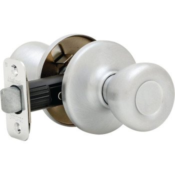 Kwikset 200T 26D CP RCL RCS Passage Knob, Metal, Satin Chrome, 2-3/8 to 2-3/4 in Backset, 1-3/8 to 1-3/4 in Thick Door