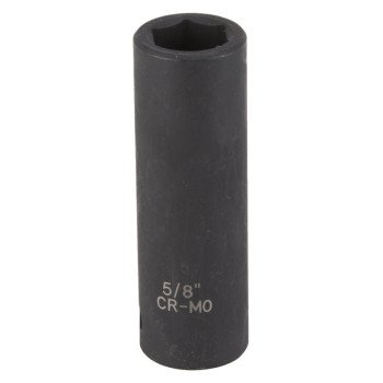 Vulcan MT6580174 Deep Impact Socket, 5/8 in Socket, 1/2 in Drive, Deep Drive, 6-Point, Chrome Molybdenum Steel