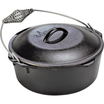 Lodge L10DO3 Dutch Oven, 7 qt Capacity, Cast Iron, Black, Spiral-Grip Handle