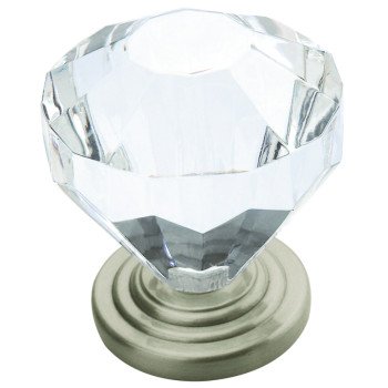 Amerock Traditional Classics Series 14303G10 Cabinet Knob, 1-3/8 in Projection, Acrylic/Zinc, Satin Nickel