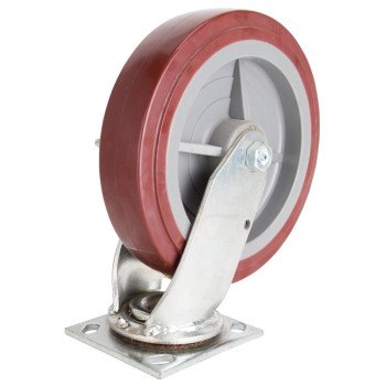 ProSource JC-P08 Swivel Caster, 8 in Dia Wheel, 2 in W Wheel, PU Wheel, Gray, 750 lb, Steel Housing Material