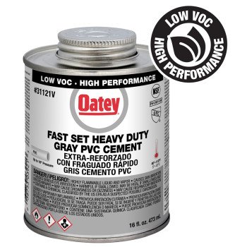 Oatey 31121V Heavy-Duty Fast Set Cement, 16 oz Can, Liquid, Gray