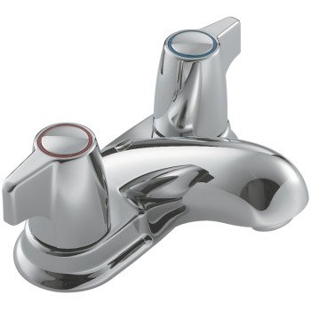 Moen 84013 Bathroom Faucet, Low Arc Spout, Chrome Plated, 1.2 gpm, 2-Faucet Handle, 3-Faucet Hole, Metal