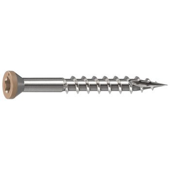 Camo 0353000TS Deck Screw, 0.163 in Thread, 1-5/8 in L, Trim Head, Star Drive, Sharp, Type-17 Point, 316 Stainless Steel