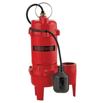 Red Lion 14942748 Sewage Pump, 1-Phase, 9 A, 115 V, 1/2 hp, 2 in Outlet, 22 ft Max Head, 5600 gph, Cast Iron