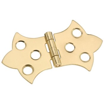 National Hardware N211-821 Decorative Hinge, 1.36 in H Door Leaf, 0.04 in Thick Door Leaf, Brass, Solid Brass, 2 lb