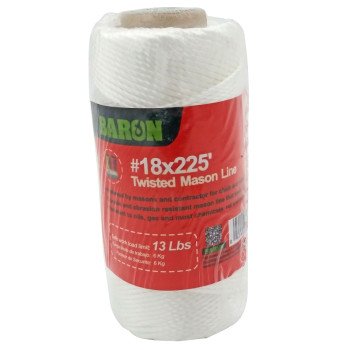 Baron 50817 Twisted Seine Twine, #18 Dia, 225 ft L, 13 lb Working Load, Nylon, White