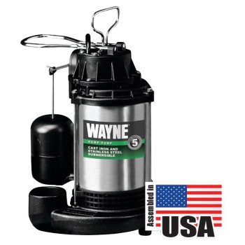 Wayne CDU980E Sump Pump, 1-Phase, 10 A, 120 V, 0.75 hp, 1-1/2 in Outlet, 20 ft Max Head, 3571 gph, Iron/Stainless Steel