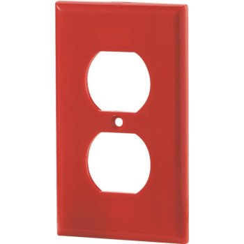 Eaton Wiring Devices 5132RD-BOX Receptacle Wallplate, 4-1/2 in L, 2-3/4 in W, 1 -Gang, Nylon, Red, High-Gloss