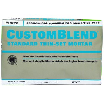 Custom CBTSW50 Thin-Set Mortar, White, Powder, 50 lb Bag, 85 to 95 sq-ft Coverage Area