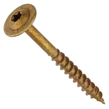 GRK Fasteners 12069 Cabinet Screw, #8 Thread, 1-1/4 in L, Coarse Thread, Washer Head, Star Drive, Steel, Yellow Zinc