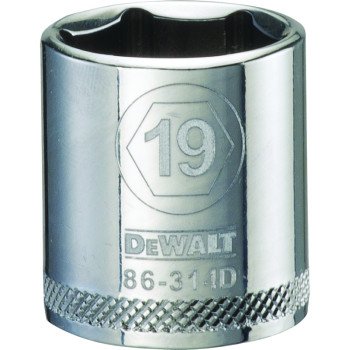 DEWALT DWMT86314OSP Hand Socket, 19 mm Socket, 3/8 in Drive, 6-Point, Vanadium Steel, Polished Chrome