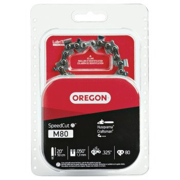 Oregon SpeedCut M80 Chainsaw Chain, 20 in L Bar, 0.05 Gauge, 0.325 in TPI/Pitch, 80-Link