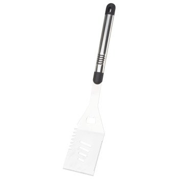 Omaha BBQ-8112443A Premium BBQ Spatula, 1.9 mm, Stainless Steel Blade, Stainless Steel, Aluminum Handle, Straight Handle