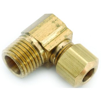 Anderson Metals 750069-0608 Tube Elbow, 3/8 x 1/2 in, 90 deg Angle, Brass, 200 psi Pressure