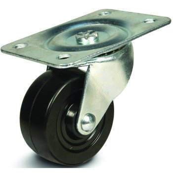 Dh Casters C-GD40RS Swivel Caster, 4 in Dia Wheel, 1-1/4 in W Wheel, Rubber Wheel, 200 lb