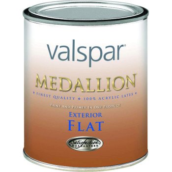 Valspar Medallion 45500 Series 455021QT Latex Paint, Flat, Tint Base, 1 qt