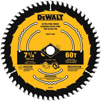 DEWALT DWA171460B10 Circular Saw Blade, 7-1/4 in Dia, 5/8 in Arbor, 60-Teeth