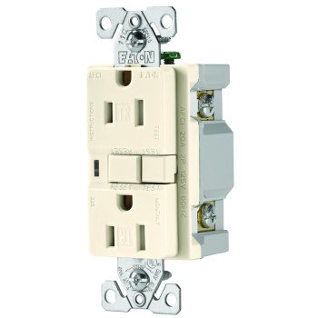 Eaton Wiring Devices TRAFCI15LA-K AFCI Receptacle, 2 -Pole, 15 A, 125 V, Back, Side Wiring, NEMA: 5-15R