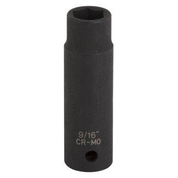 Vulcan MT6580173 Deep Impact Socket, 9/16 in Socket, 1/2 in Drive, Deep Drive, 6-Point, Chrome Molybdenum Steel