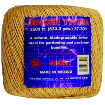 T.W. Evans Cordage 37-301 Binder Twine, #5 Dia, 2500 ft L, Sisal, Natural Tan